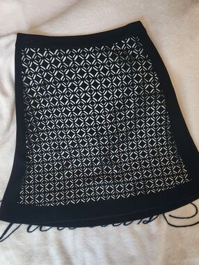 A-Line Black Geometric Lace Skirt/Size 2